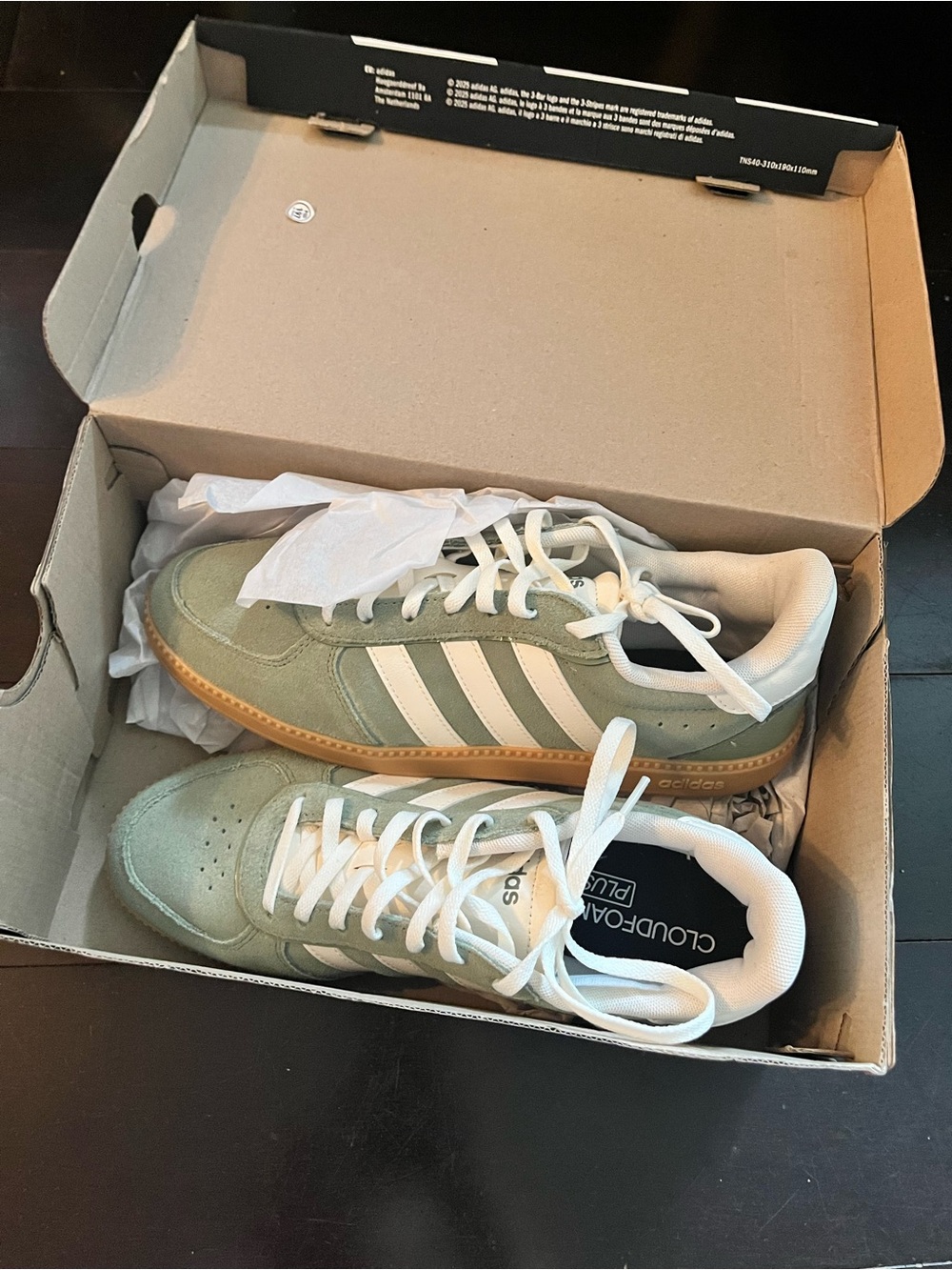 Green And White Adidas Breaknet Shoes